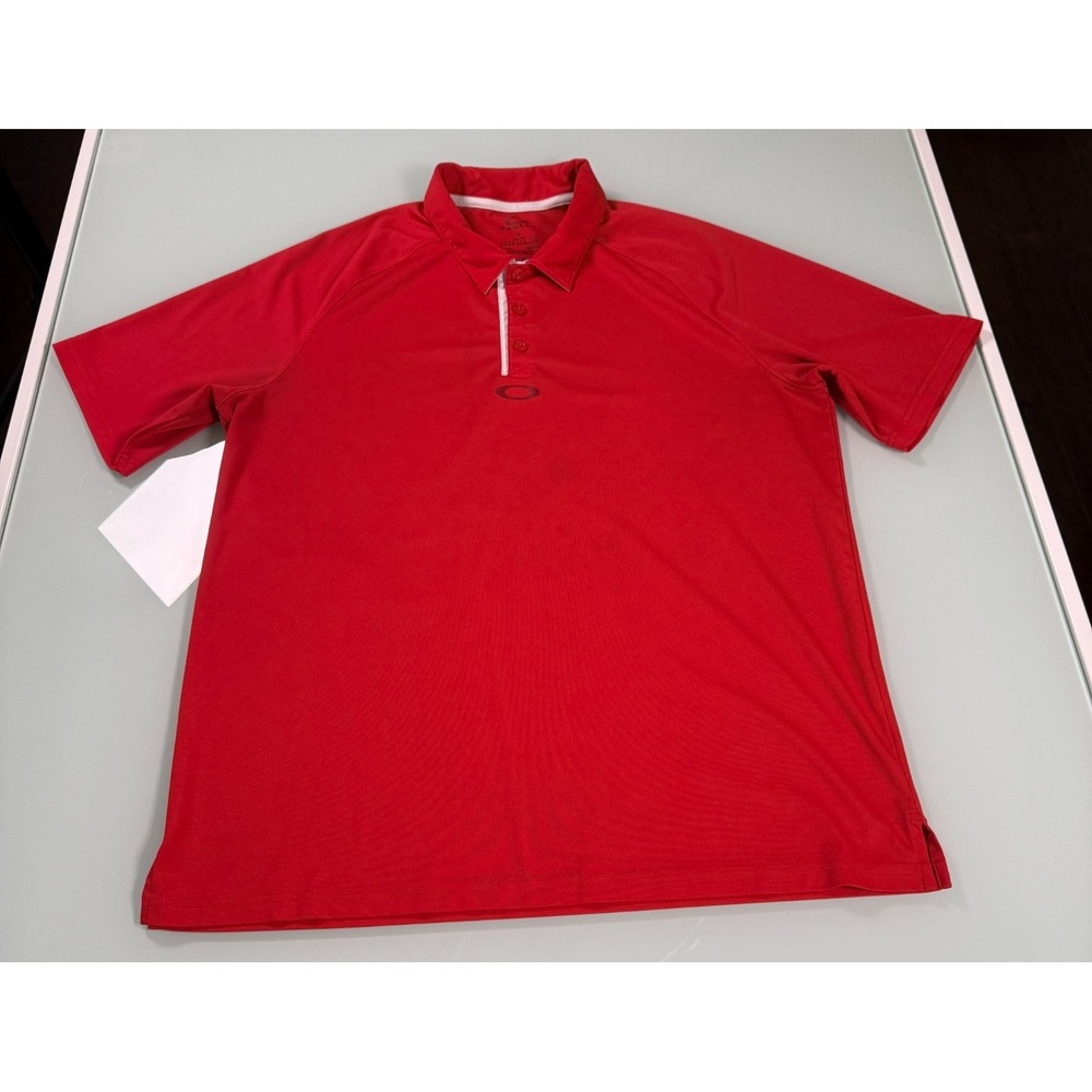 Oakley Solid Red Cotton Blend Mens Regular Fit Polo Short Sleeve Casual - XLarge